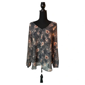 Ann Taylor LOFT Sheer Print Tunic Blouse Size  Small